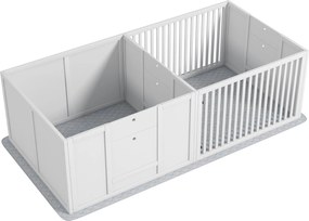 PawHut Wurfbox pentru cățeluși, cu covoraș, ușor de curățat, lemn, 166x80x50 cm, Alb | Aosom Romania