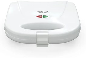 Sandwich-Maker Tesla SM100W, 750W, 2 sandwich-uri, Placi antiaderente din aluminiu, 135-205°C, Alb