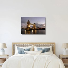 Tablou pe sticlă - Tower Bridge la noapte (70x50 cm)