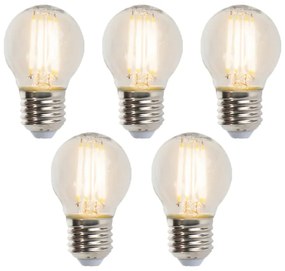 Set de 5 becuri LED cu filament globul E27 reglabile 5W 470lm 2700K