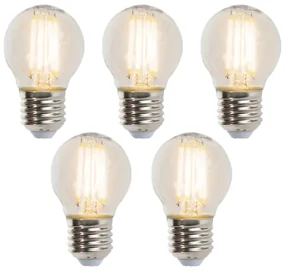 Set de 5 becuri LED cu filament globul E27 reglabile 5W 470lm 2700K