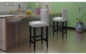 vidaXL Scaune de bar, 4 buc., alb, piele ecologică
