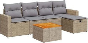 vidaXL Set canapele de grădină cu perne, 6 piese, bej, poliratan