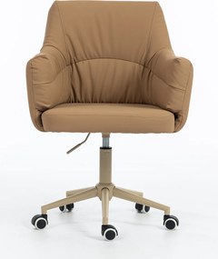 HR840K Scaun Caramel Piele Ecologica Premium Soft cu Bază Crem