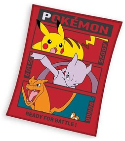 Carbotex Pătură pentru copii Pokémon PikachuMewToo și Charizard, 110 x 140 cm