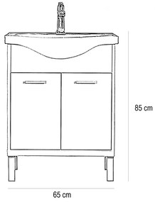 Mobilier complet de baie Nerva Prime 65, stejar Sonoma