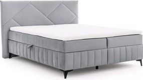 Pat boxspring Wasil 180x200 cu spațiu de depozitare - catifea cenușie hidrofobă Element 24