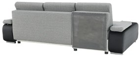 Colţar, piele ecologică negru/material textil gri, model stânga, LATE