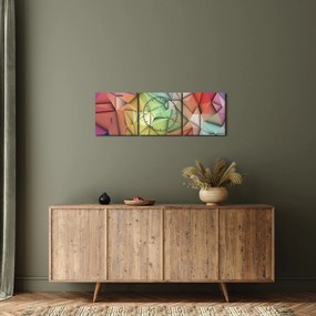 Tablou - Abstracția poligonală (cu ceas) (90x30 cm)