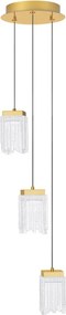 Lustra cu 3 pendule LED alama aurie VANCE