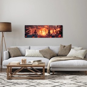 Tablou - Yoga în natură (cu ceas) (90x30 cm)