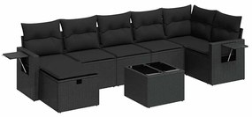 3325511 vidaXL Set mobilier de grădină cu perne, 8 piese, negru, poliratan