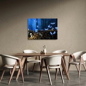 Tablou pe sticlă cu fluturi alabstre (70x50 cm)