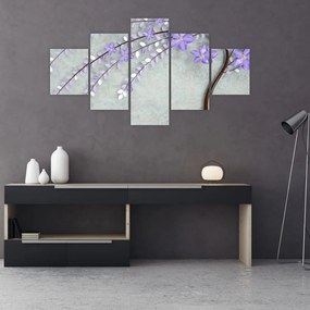 Tablou - ploaie violetă (125x70 cm), în 40 de alte dimensiuni noi