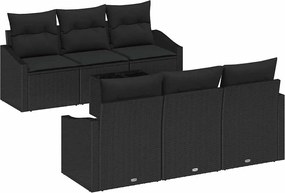 vidaXL Set de canapea cu pernă Manual cu pernă 7 pcs Negru poliratan