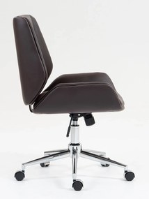 RESIGIALT- Scaun directorial, inaltime reglabila, brate fixe, piele ecologica, baza metalica, Maro