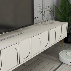 Comoda TV, Hanah Home, Lyon 43, 180x43x35 cm, Crem / Aur