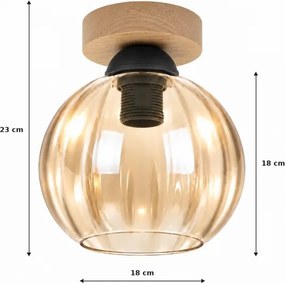 BRILAGI - Plafonieră LED R GLASS 1xE27/60W/230V Ø 18 cm stejar/bej fumuriu