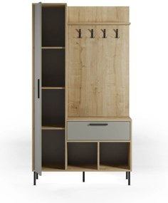 Set pentru hol verde/în culoare naturală cu aspect de lemn de stejar 108x195x35 cm Heidy – Marckeric