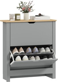 HOMCOM Dulap pentru încălțăminte 12 perechi, dulap îngust cu 2 sertare rabatabile și polițe reglabile, gri deschis | Aosom Romania