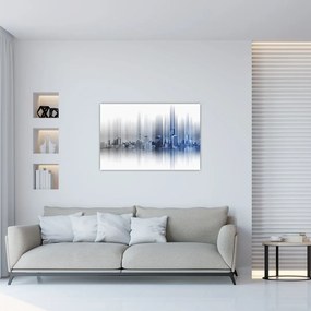 Tablou - Panorama orașului, albastru-gri (90x60 cm)