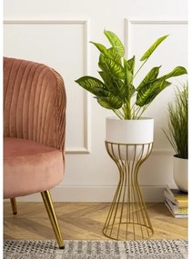 Ghiveci metalic de flori LOFT 46x20 cm auriu/alb