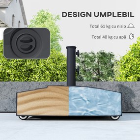 Outsunny Bază Umbrelă cu Roți și Frâne, cu Apă 40kg/Nisip 61kg, pentru Stâlpi de Ø35/38/48mm, Negru | Aosom Romania