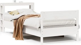 vidaXL Cadru pat fără saltea, alb, 90x190 cm, lemn masiv de pin