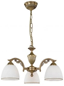 Candelabru cu 3 brate clasic design italian din alama si sticla 8601 RA-L. 8601/3