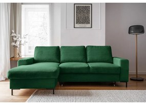 Colțar verde închis extensibil cu tapițerie din catifea reiată (cu colț pe partea stângă ) Lofty Lilly – Miuform