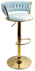 Scaun Bar Catifea Albastru ABS 118 - Lux, Reglabil, Auriu