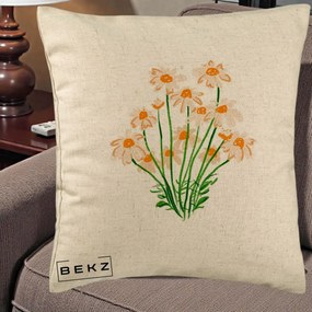 Perna Decorativa Margarete Camp, 40x40 cm, Bej, Husa Detasabila, Perna Inclusa, BEKZ®