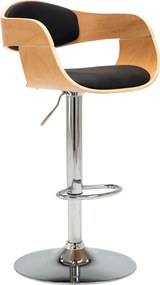 vidaXL Scaun de bar, negru, lemn curbat și piele ecologică