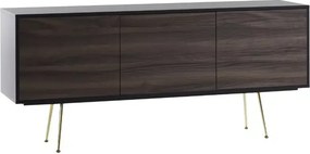 Comoda TV Limo, picioare aurii, deschidere push-pull - BORD NEGRU,USI MARO