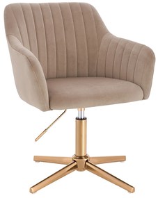 HR190CROSS Scaun Latte Pudra din Catifea cu Bază Aurie