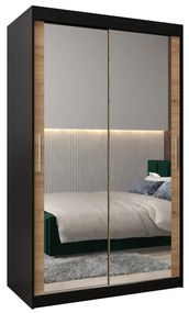 Dulap de haine 120 cm Toki 3 (negru mat + stejar artisan). 1065061