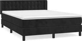 vidaXL Pat box spring cu saltea, negru, 140x190 cm, catifea