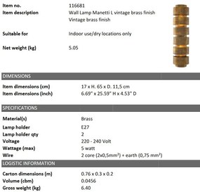 Aplica de perete din alama design LUX Manetti L