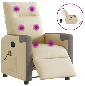 vidaXL Fotoliu electric de masaj rabatabil, crem, textil