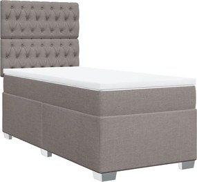 vidaXL Pat box spring cu saltea, gri taupe, 90x190 cm, textil