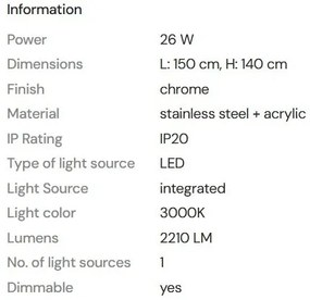 Lustra LED suspendata Organic Horizon 150cm dimmable