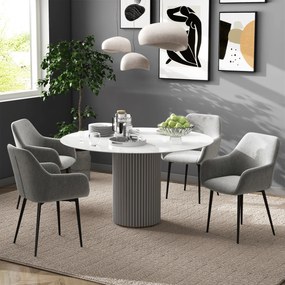 HOMCOM Set 2 Scaune de Dining Tapițate cu Brațe și Picioare din Oțel pentru Sufragerie, 54x57x80 cm, Gri Închis | Aosom Romania