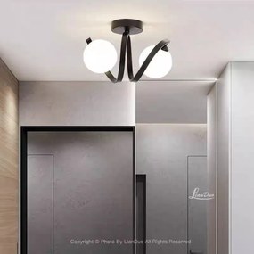 Lustra cu Sticlă 336-2 BK – Design Modern, cu 2 Socluri E27