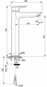 Baterie lavoar Ideal Standard Tesi inalta fara ventil