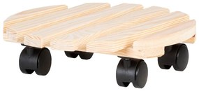 Suport din lemn cu roți pentru ghivece Esschert Design Nature, ø 29 cm