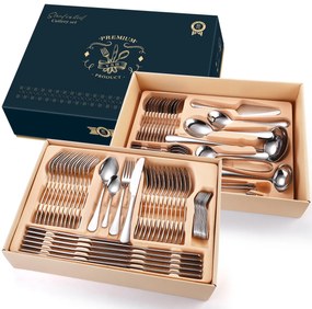 Set tacamuri stainless steel 84 piese, TRENDY’S,  crom