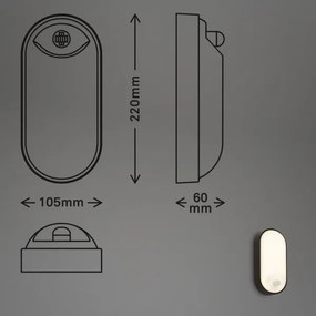 Brilo - Aplică de perete pentru exterior cu senzor de mișcare LED/12W/230V IP65 neagră