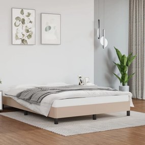 346903 vidaXL Cadru de pat, cappuccino, 140x190 cm, piele ecologică