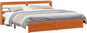 vidaXL Cadru de pat Maroniu cerat 200 x 200 cm Lemn de pin masiv
