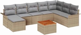 vidaXL Set de canapele pentru grădină 9 pcs Beige și gri deschis